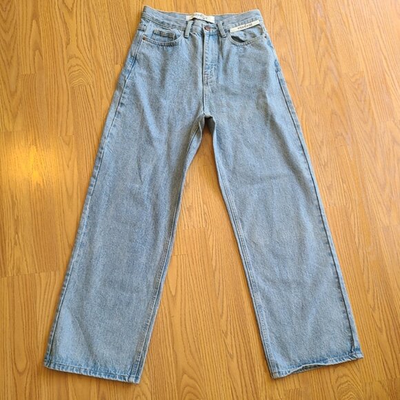 NEW NWOT! KIMHEKIM MY UNIFORM LABEL WIDE LEG BAGGY JEANS RIGID DENIM sz M - Picture 2 of 8